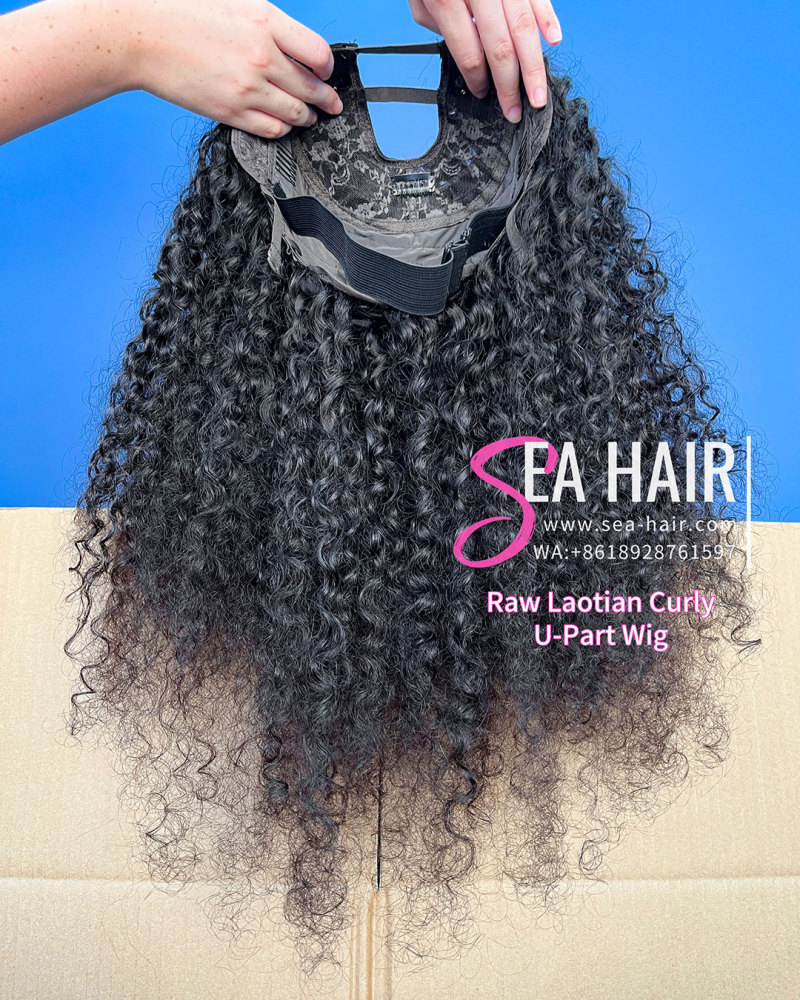 Sea Hair Raw  Laotian Curly Southeast Asian Raw Hair U Part Wig