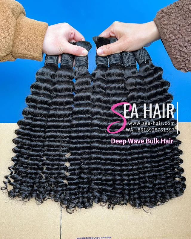 Sea Hair Deep Wave No Weft Bulk Hair for Braiding 1/3/4 Packs Deal