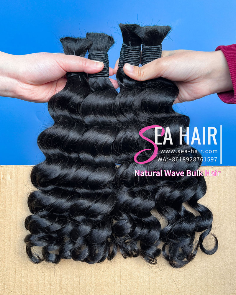 Sea Hair Natural Wave Bulk Hair No Weft for Braiding 1/3/4 Packs Deal