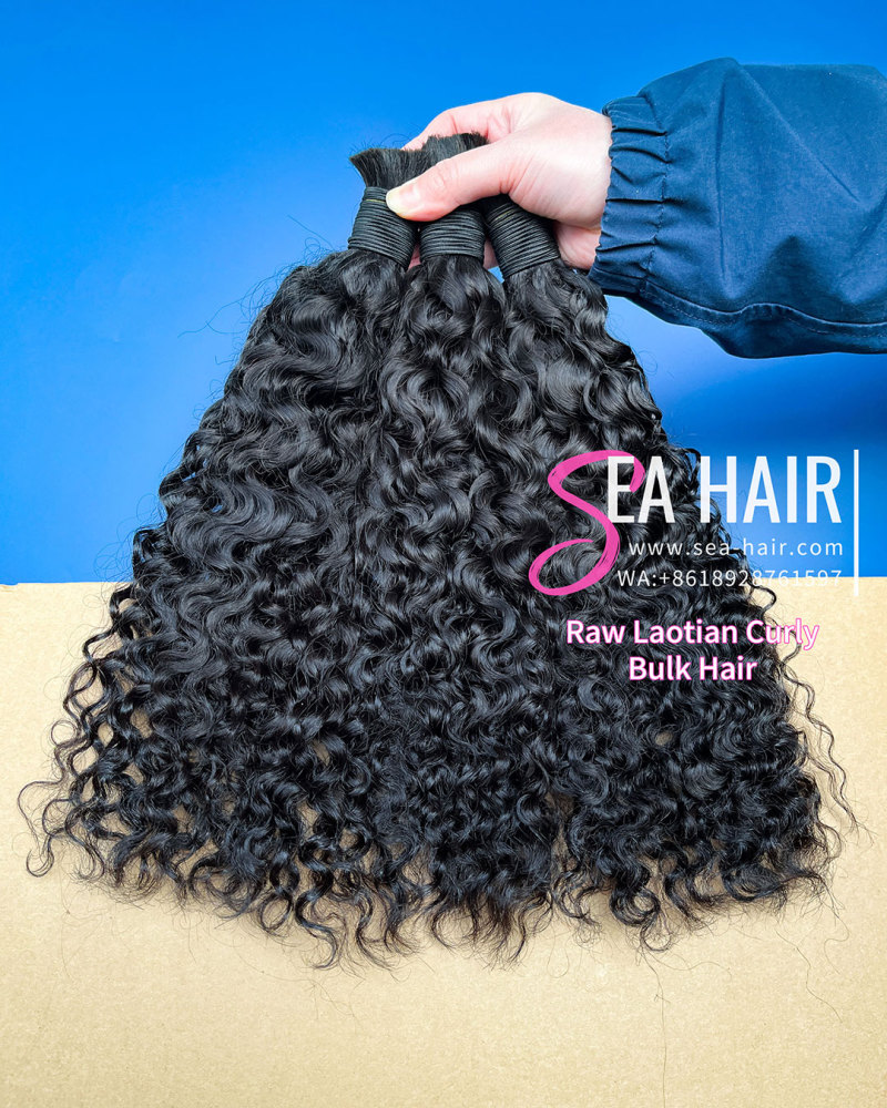 Sea Hair Raw Laotian Curly Hair No Weft Hair Bulk 1/3/4 Packs Deal