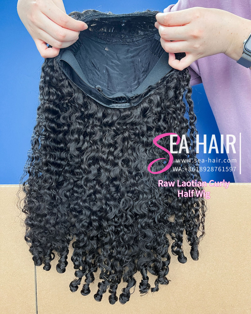 Sea Hair Raw Southeast Asian Laotian Curly Raw Hair Half Wig