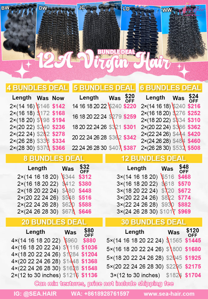 SEA Hair Wholesale 12A Mink Hair 4-30 Bundles Affordable Deal