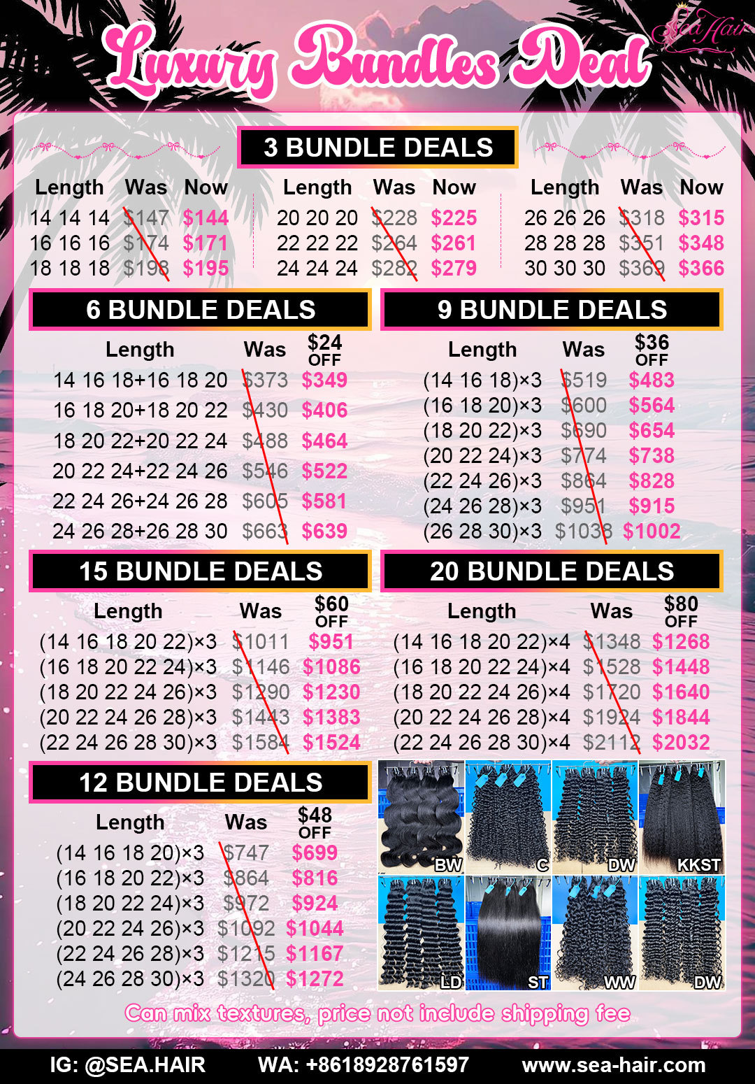 SEA Hair Luxury Hair Wholesale Affordable 3-20 Bunldes Deal