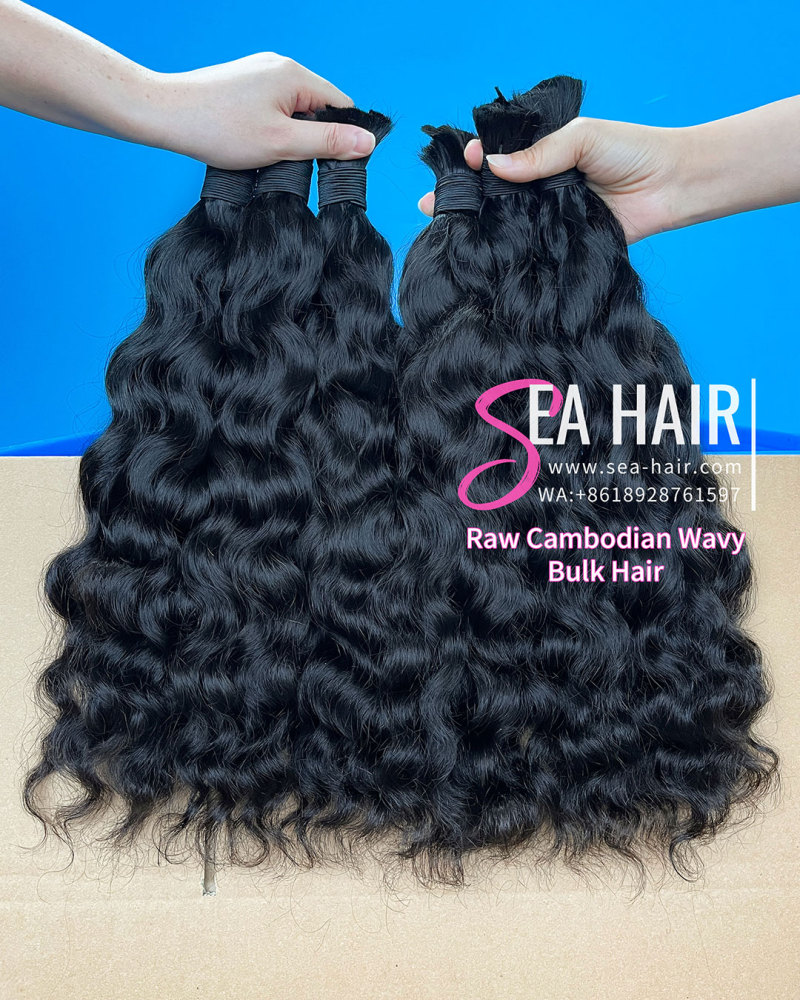 Sea Hair Raw Cambodian Wavy Hair No Weft Hair Bulk 1/3/4 Packs Deal