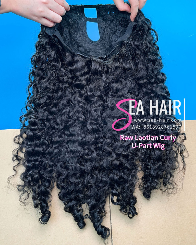 Sea Hair Raw  Laotian Curly Southeast Asian Raw Hair U Part Wig