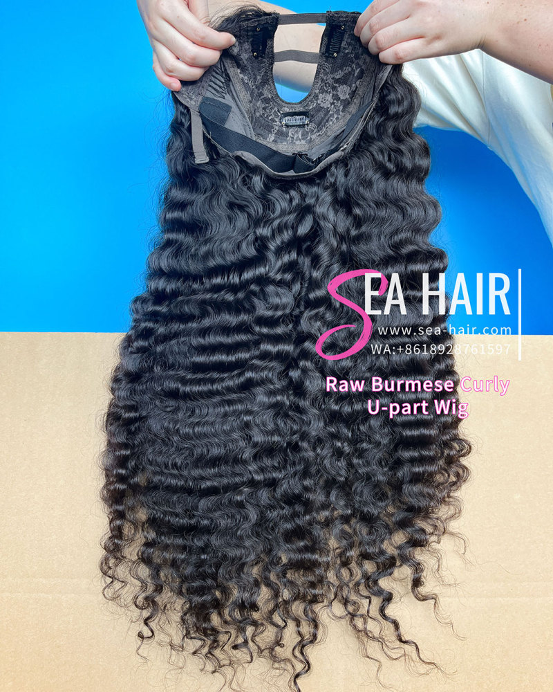 Sea Hair Raw Southeast Asian Burmese Curly Raw Hair U Part Wig