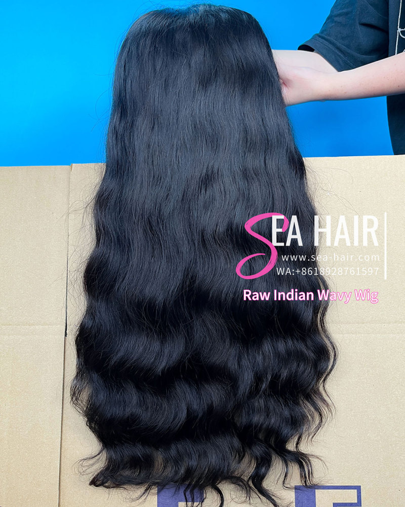Sea Hair Raw Southeast Asian Indian Wavy V Part  Human Hair Wig