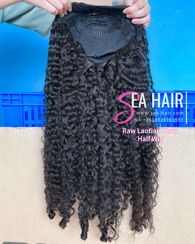 Sea Hair Raw Southeast Asian Laotian Curly Raw Hair Half Wig