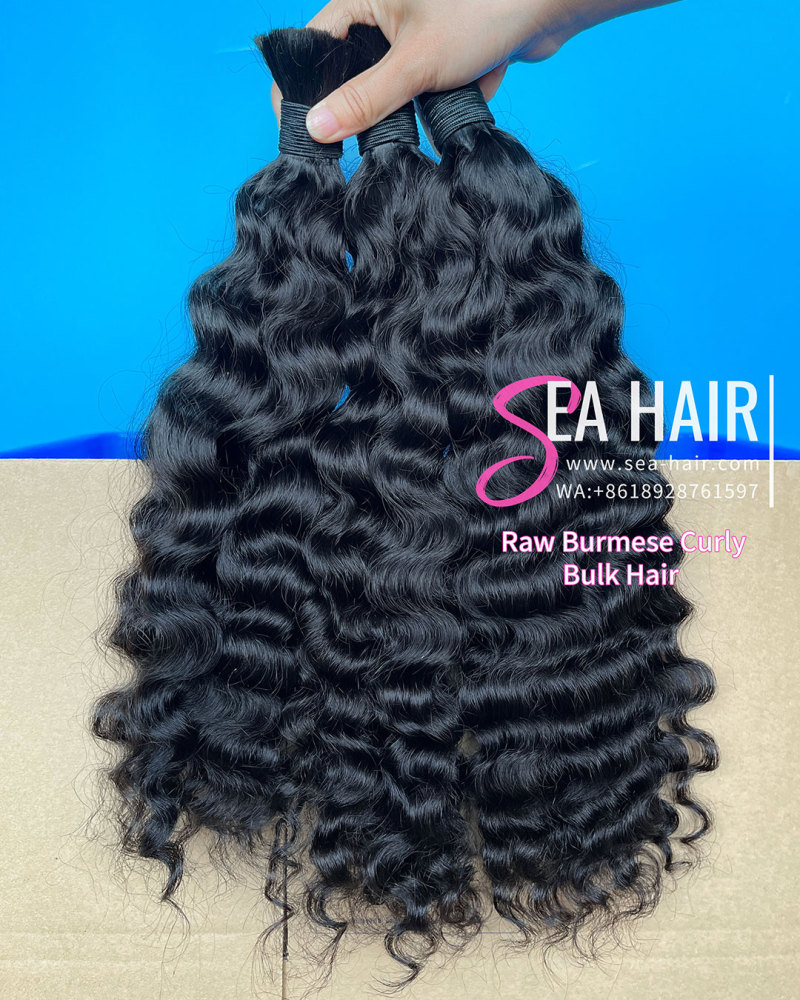 Sea Hair Raw Burmese Curly Hair No Weft Hair Bulk 1/3/4 Packs Deal