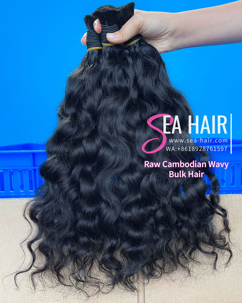 Sea Hair Raw Cambodian Wavy Hair No Weft Hair Bulk 1/3/4 Packs Deal