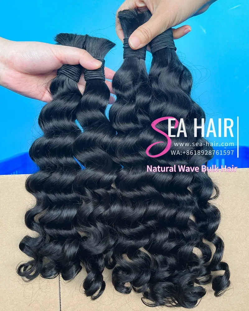 Sea Hair 12A Natural Wave Mink Bulk Hair No Weft for Braiding 1/3/4 Packs Deal