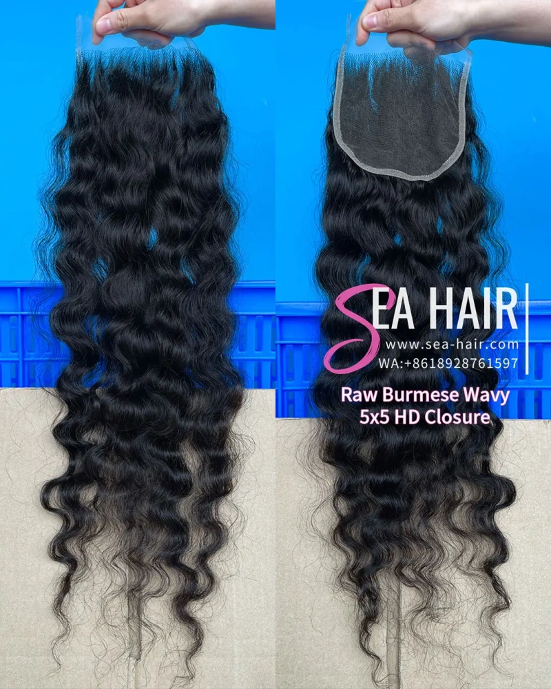 Raw Sea Hair Burmese Wavy 4x4/5X5/6x6/13X4/13x6 Lace Closure/Frontal