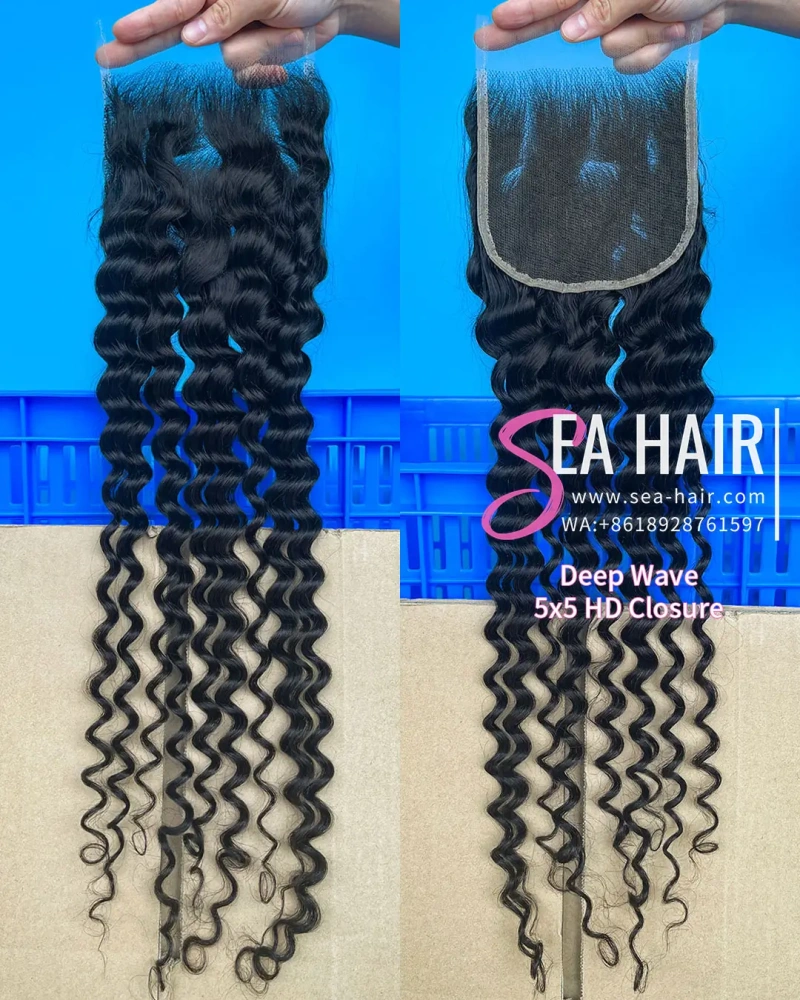 SEA Hair 12A Mink Hair Deep Wave 4x4/5x5/6x6/13x4/13x6 HD & Transparent Closure/Frontal