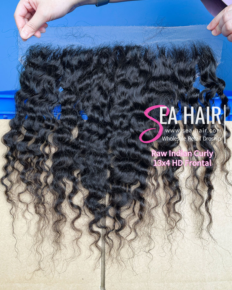 Southeast Asian Indian Curly SEA Hair 4x4/5X5/6x6/13X4/13x6 HD And Transparent Lace Closure/Frontal