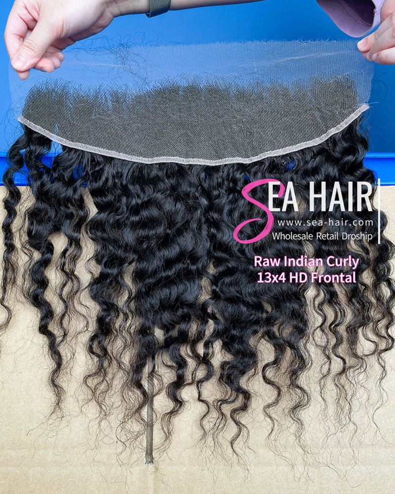 Southeast Asian Indian Curly SEA Hair 4x4/5X5/6x6/13X4/13x6 HD And Transparent Lace Closure/Frontal