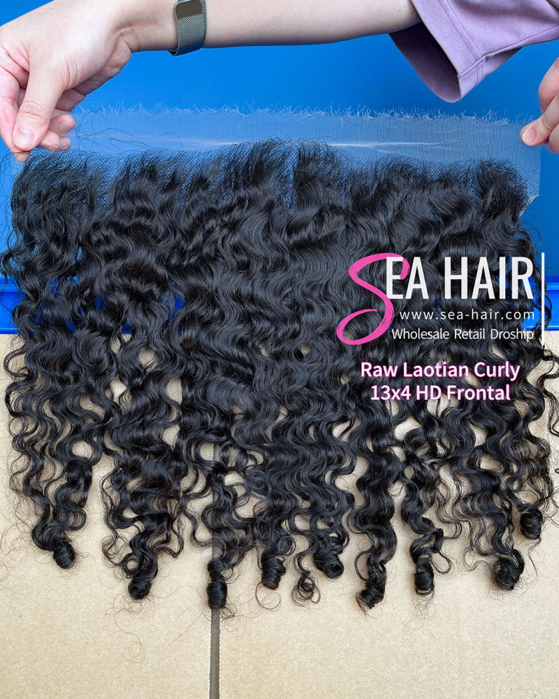 Raw Sea Hair Laotian Curly 4x4/5X5/6x6/13X4/13x6 Lace Closure/Frontal