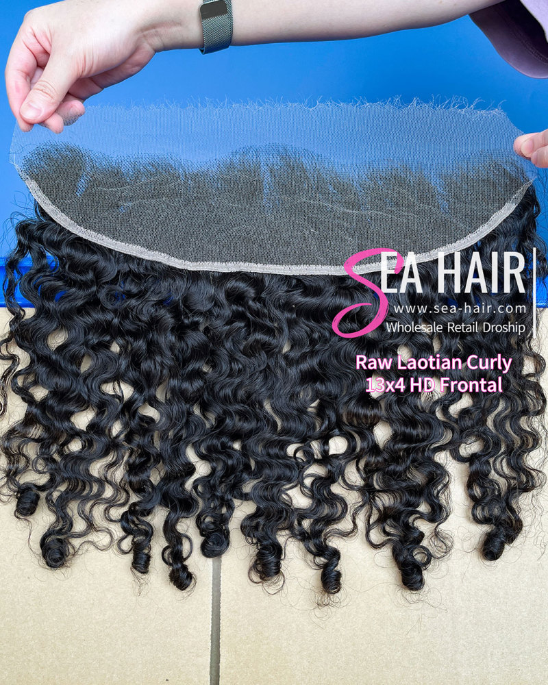 Raw Sea Hair Laotian Curly 4x4/5X5/6x6/13X4/13x6 Lace Closure/Frontal
