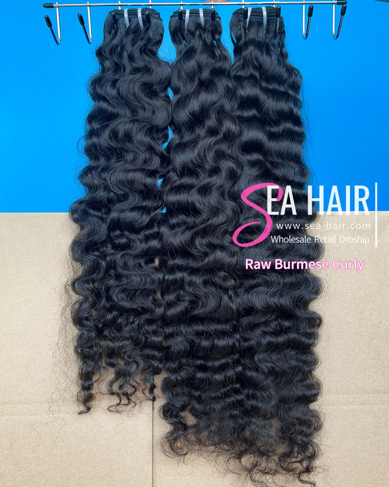 Southeast Asia Burmese Curly Sea Hair 1/3/4 Bundles Deal