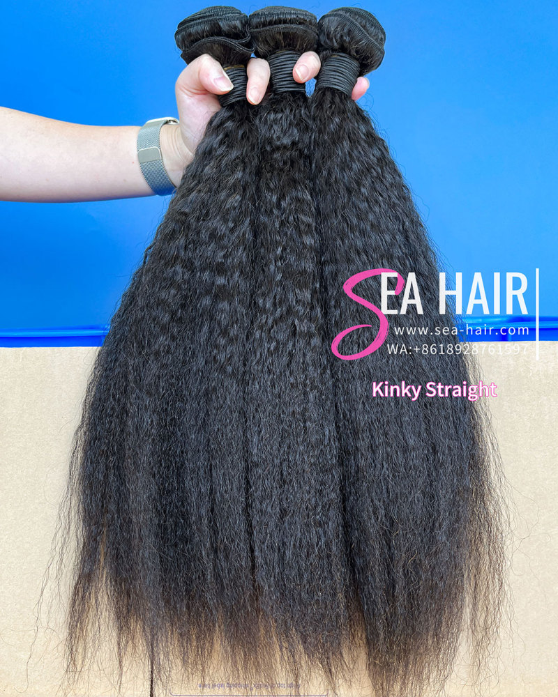 SEA Hair Kinky Straight 1/3/4 Bundles 12a Mink Hair Deal