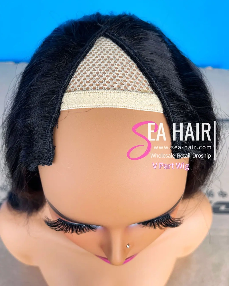 Sea Hair Raw Southeast Asian Indian Wavy Drawstring U/V Part Wig