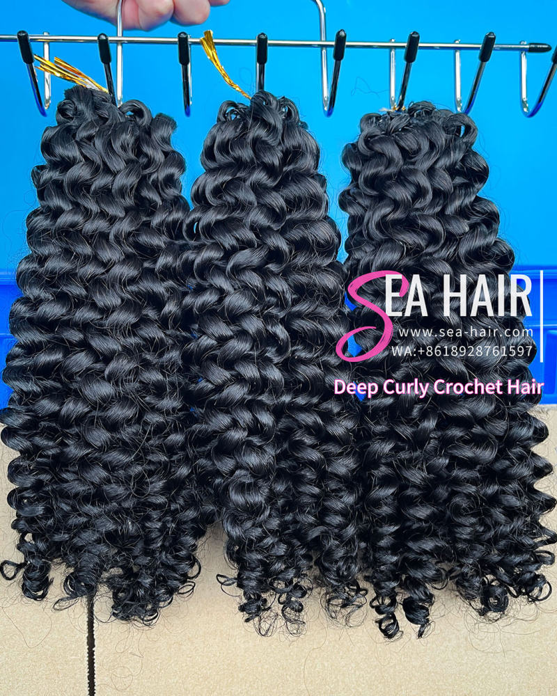 SEA Hair Deep Curly Feather Crochet Hair Extensions 1/3/4 Packs