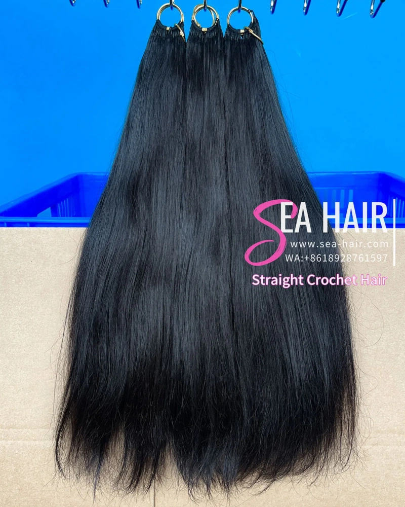 SEA Hair Straight Feather Crochet Hair Extensions 1/3/4 Packs