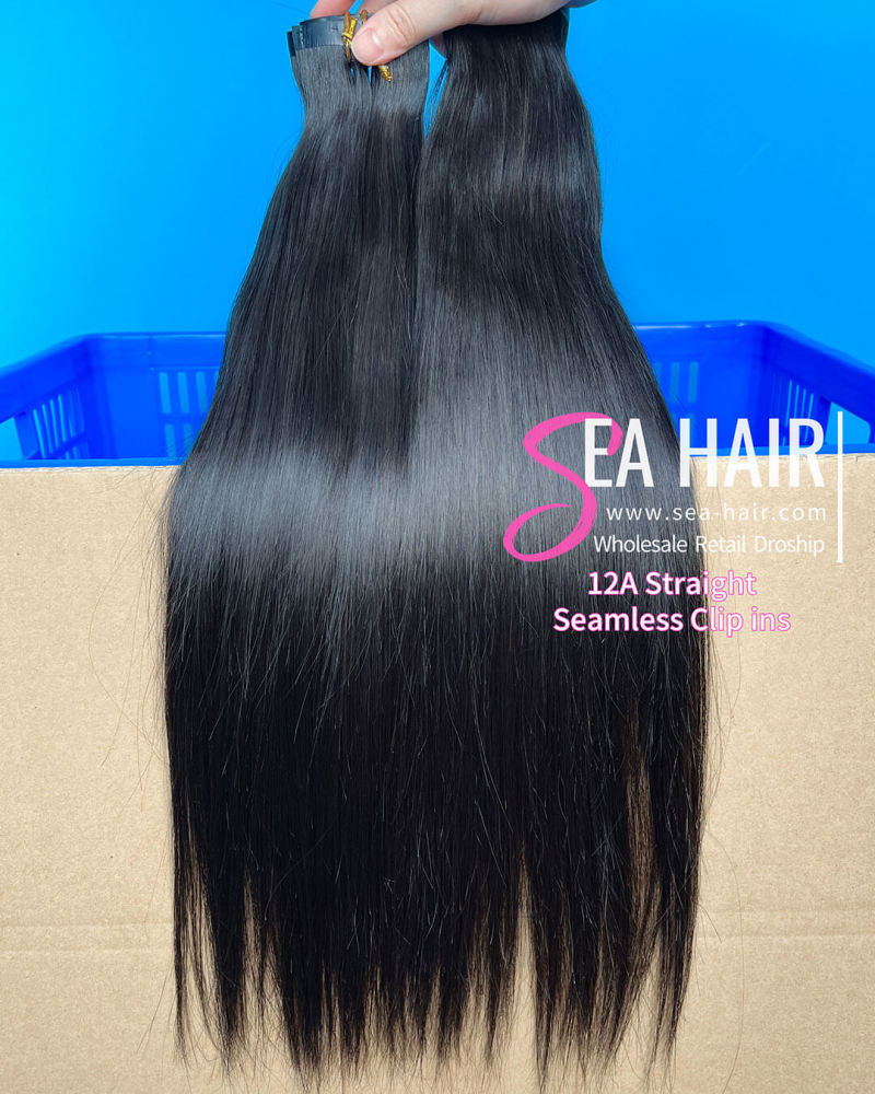 SEA Hair Seamless Clip-In Straight Hair Extensions 1/3/4 Packs 6/18/24Pcs Deal