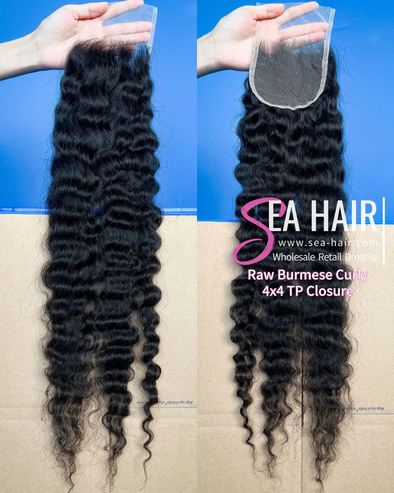 SEA Burmese Curly Hair 4x4/5X5/6x6/13X4/13x6 HD And Transparent Lace Closure/Frontal
