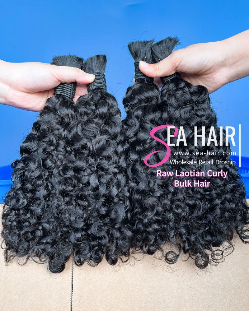 Sea Hair Raw Laotian Curly Hair No Weft Bulk Hair 1/3/4 Packs Deal