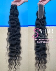 Raw Sea Hair Cambodian Wavy 2x6/4x4/5X5/6x6/13x4/13x6 HD And Transparent Lace Closure/Frontal