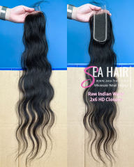 Raw Southeast Asian Indian Wavy 2x6/4x4/5x5/6x6/13x413x6 HD And Transparent Closure/Frontal SEA Hair
