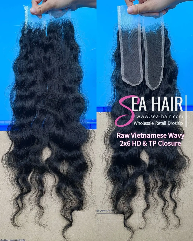 Raw Sea Hair Vietnamese Wavy 2x6/4x4/5x5/6x6/13x4/13x6 HD And Transparent Lace Closure/Frontal