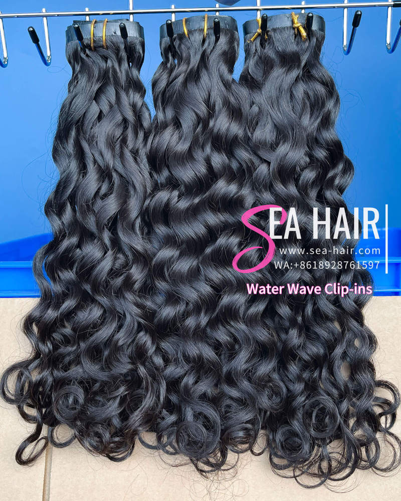 SEA Hair Seamless Clip-In Hair Extensions Water Wave 1/3/4 Packs 6/18/24Pcs Deal