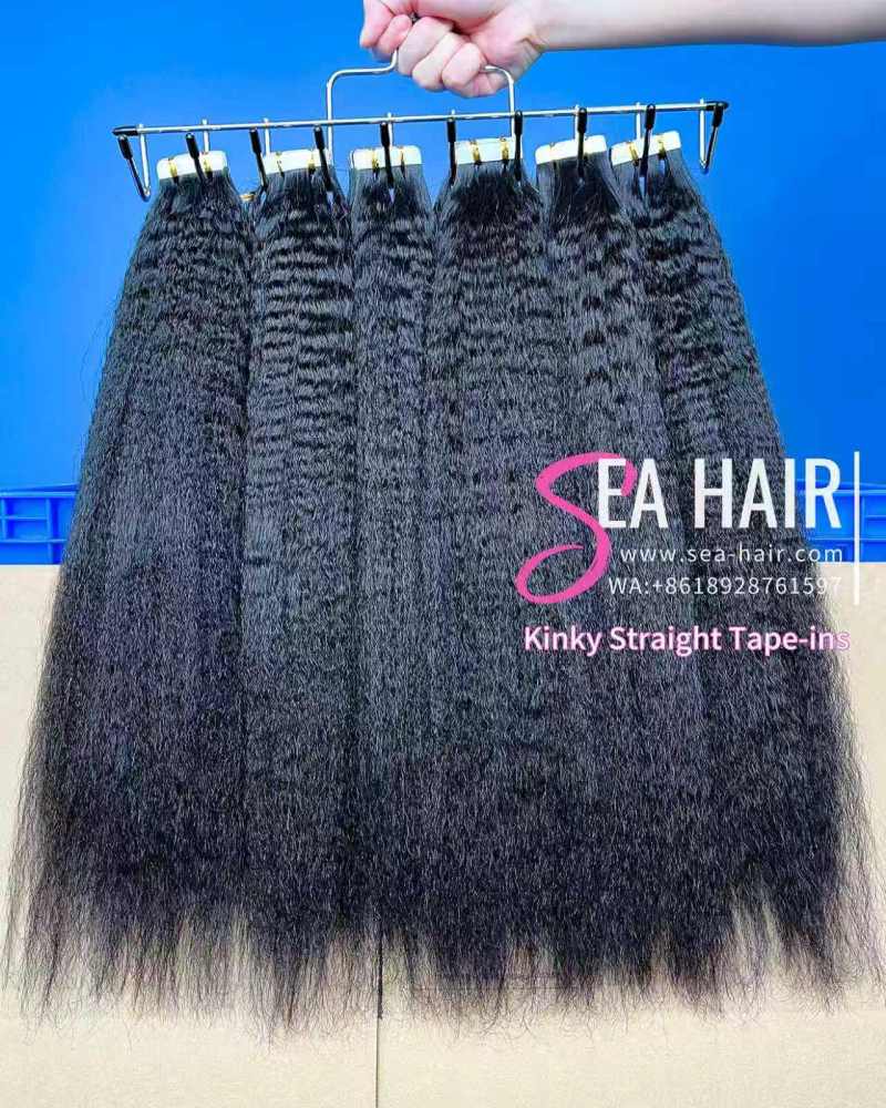 Sea  Mink Hair 1/3/4 Packs Kinky Straight Tape In 20/60/80 Pcs Deal