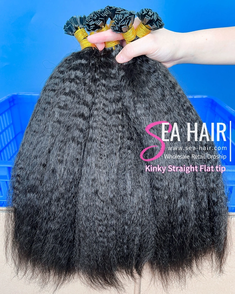 SEA Hair Kinky Straight Flat Tip Hair Extension Natural Color