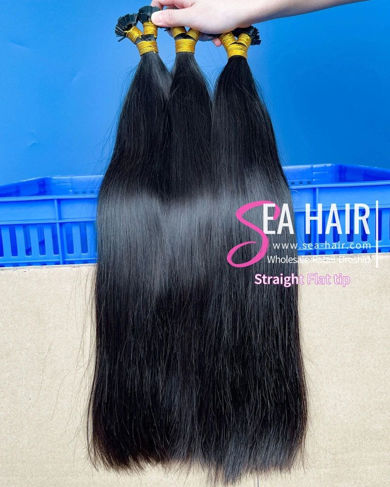 SEA Hair Straight Flat Tip Hair Extension Mink Hair  18-24 Inches