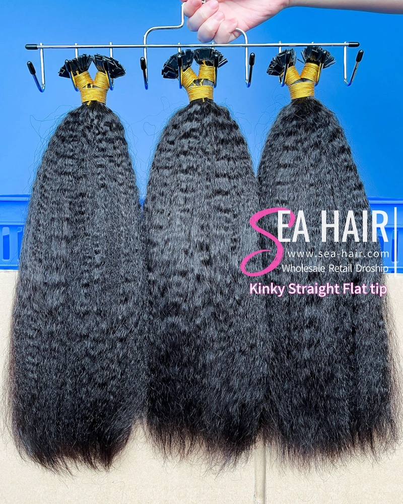 SEA Hair Kinky Straight Flat Tip Hair Extension Natural Color