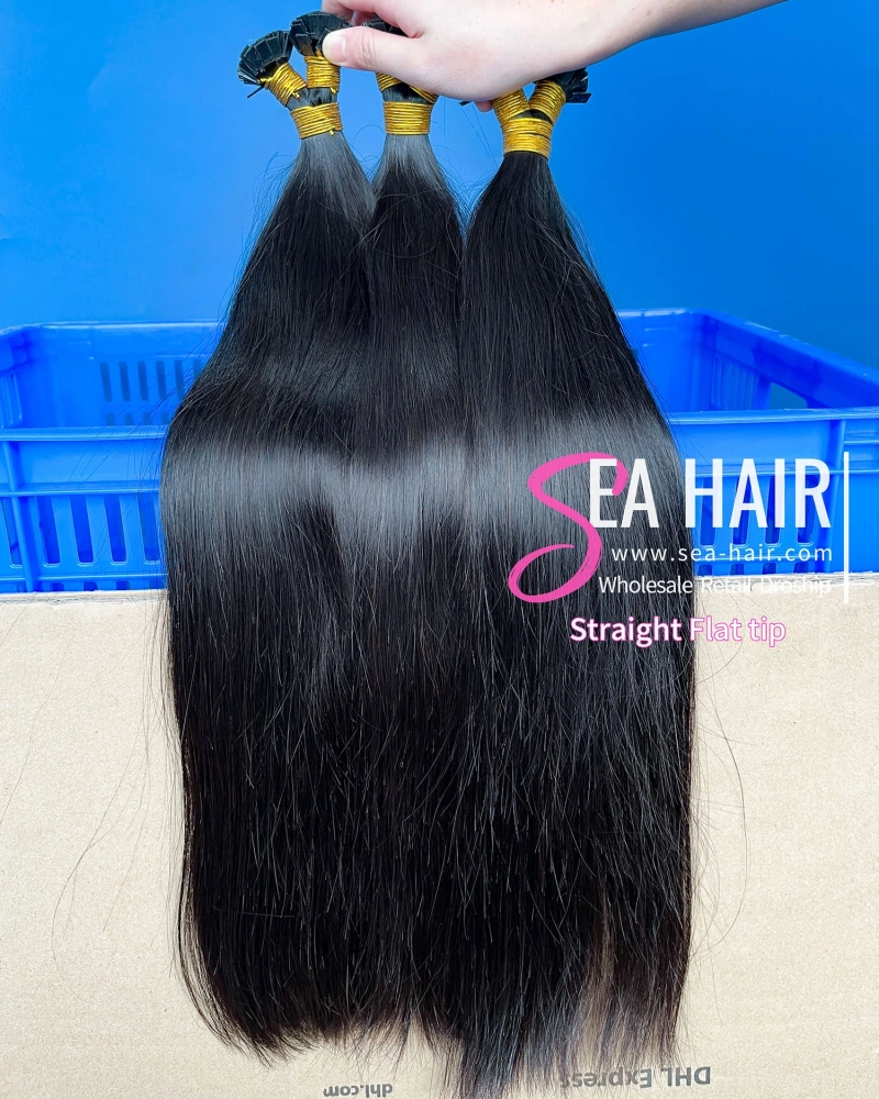 SEA Hair Straight Flat Tip Hair Extension Mink Hair  18-24 Inches