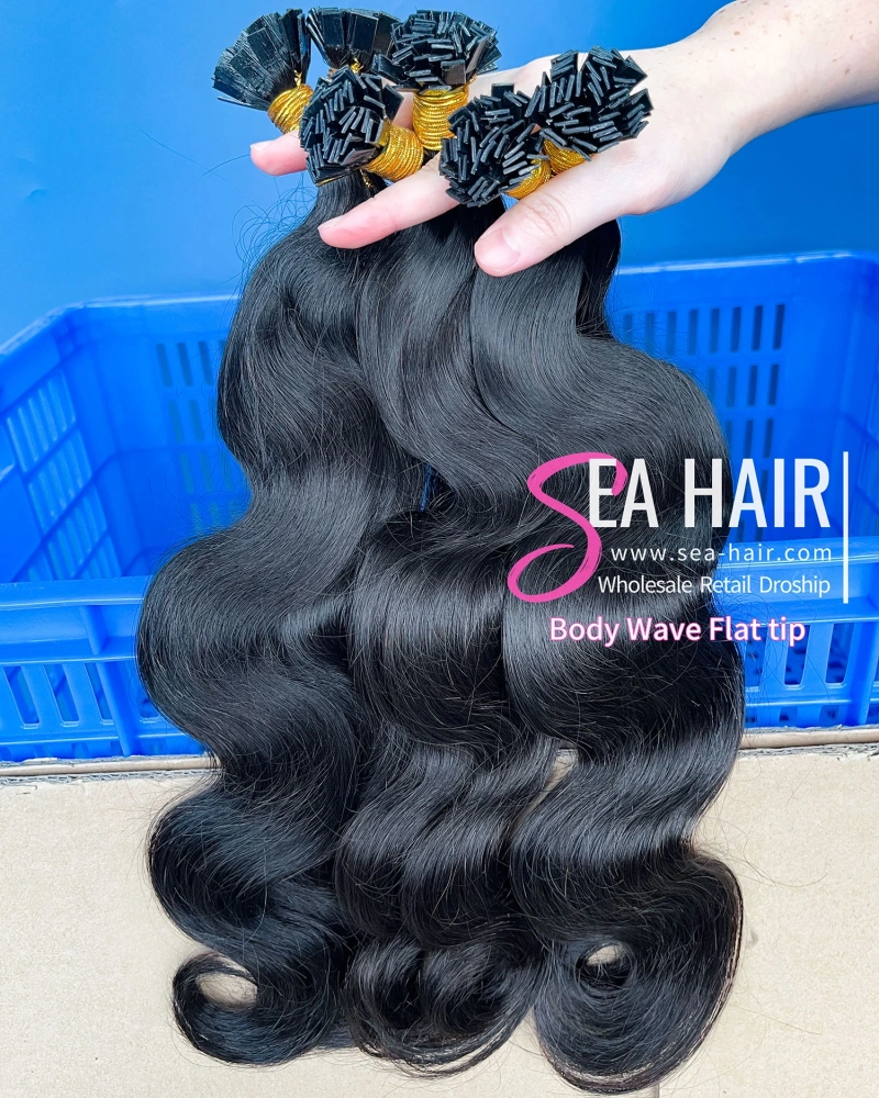 SEA Hair Body Wave 100% Mink Hair Flat Tip Hair Extension