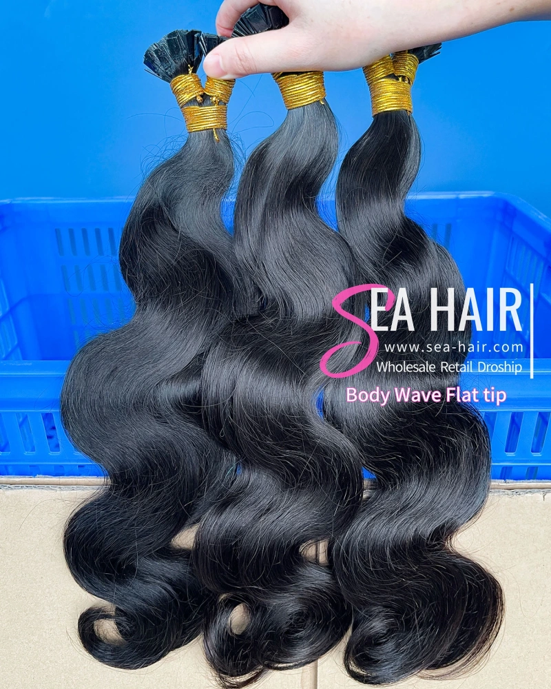 SEA Hair Body Wave 100% Mink Hair Flat Tip Hair Extension