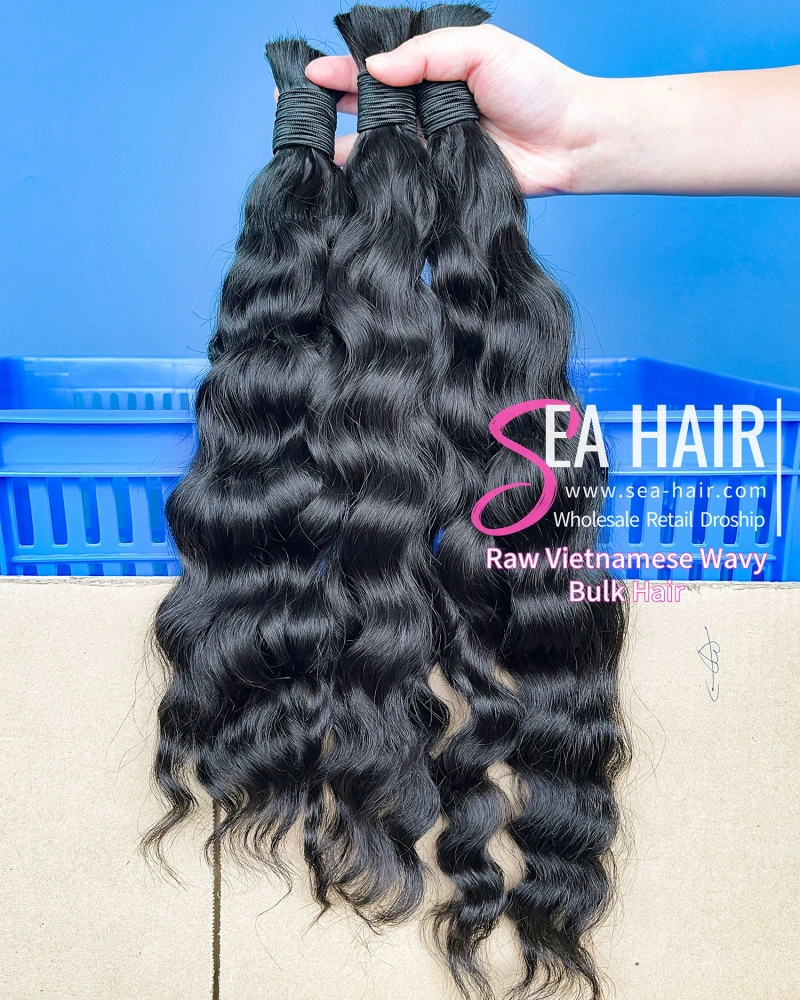 Sea Hair Raw Vietnamese Wavy No Weft Bulk Hair 1/3/4 Packs Deal