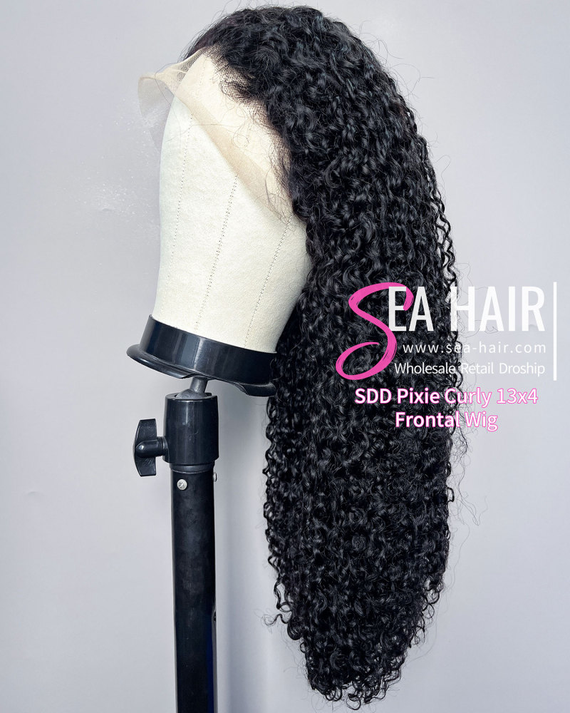 SEA Hair Pixie Curly 5x5/13x4 Transparent  Super Double Drawn Wig