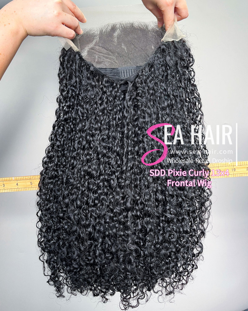 SEA Hair Pixie Curly 5x5/13x4 Transparent  Super Double Drawn Wig