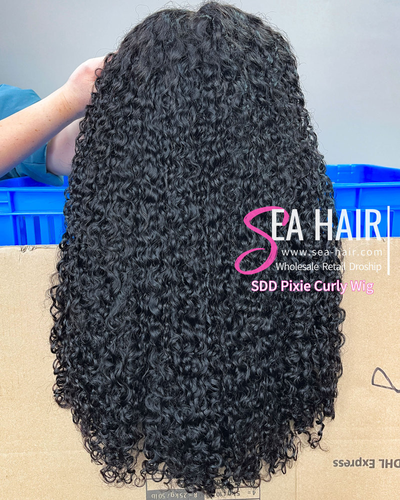 SEA Hair Pixie Curly 5x5/13x4 Transparent  Super Double Drawn Wig