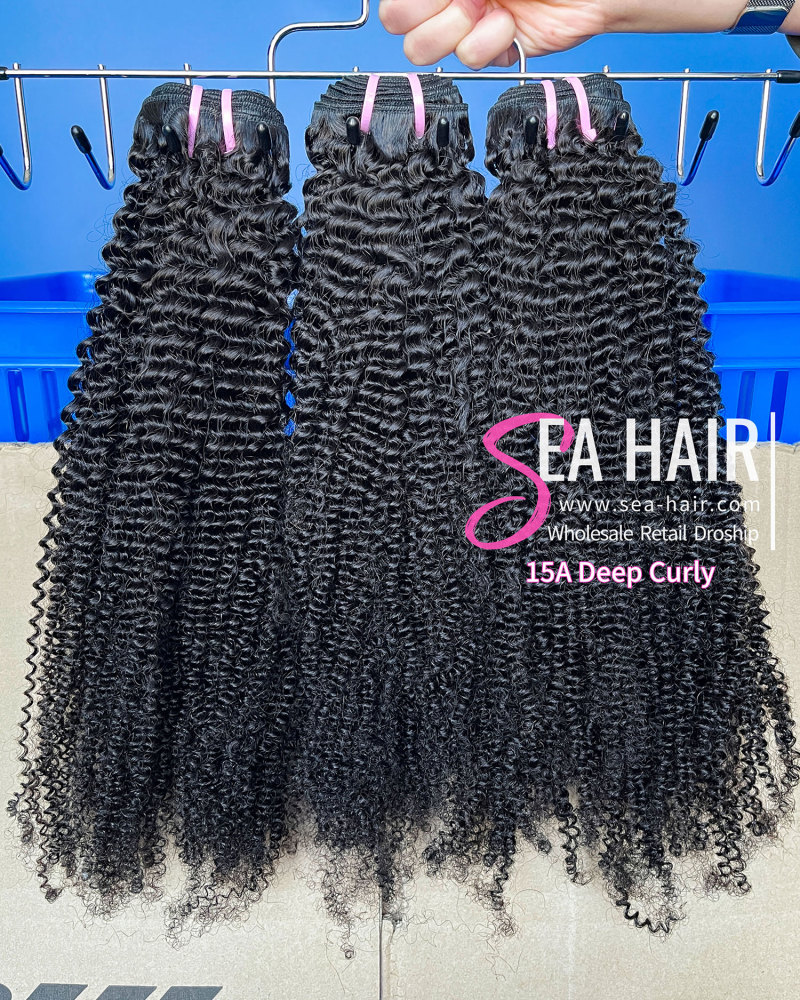 SEA Hair Hot Sale Deep Curly 15A Virgin Human Hair 1/3/4 Bundles Deal