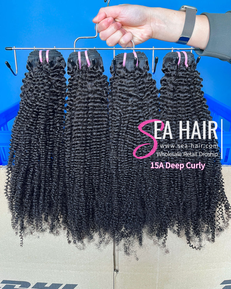 SEA Hair Hot Sale Deep Curly 15A Virgin Human Hair 1/3/4 Bundles Deal