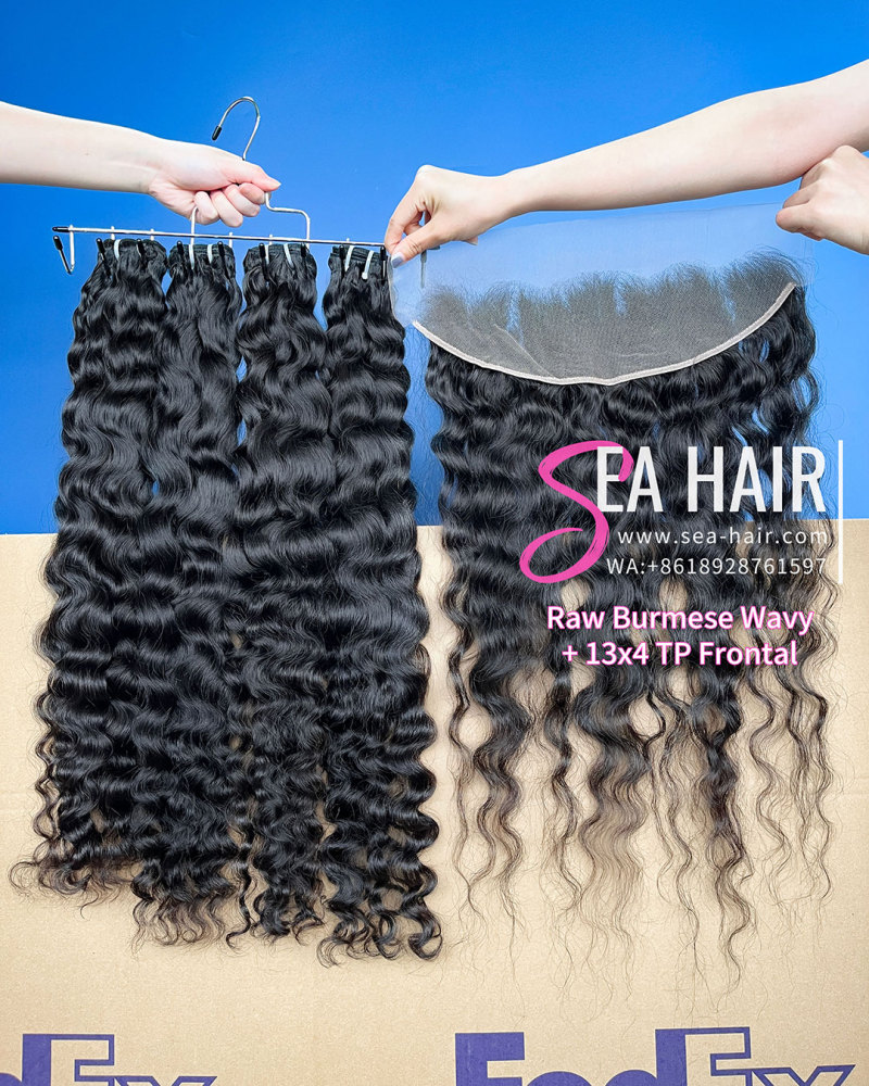 SEA Hair Burmese Wavy 3 Bundles with 13x4 Transparent/HD Lace Frontal