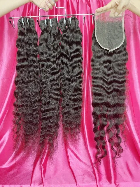 SEA Hair Cambodian Wavy Raw Hair 3 Bundles with 4x4 Transparent/HD Closure