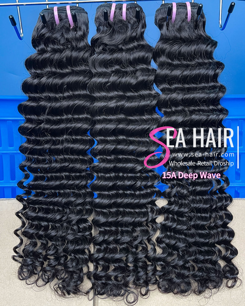 SEA Hair 15A Best Deep Wave Virgin Human Hair 1/3/4 Bundles Deal