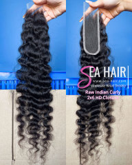 Southeast Asian Indian Curly 2x6/4x4/5X5/6x6/13x4/13x6 HD And Transparent Lace Closure/Frontal SEA Hair
